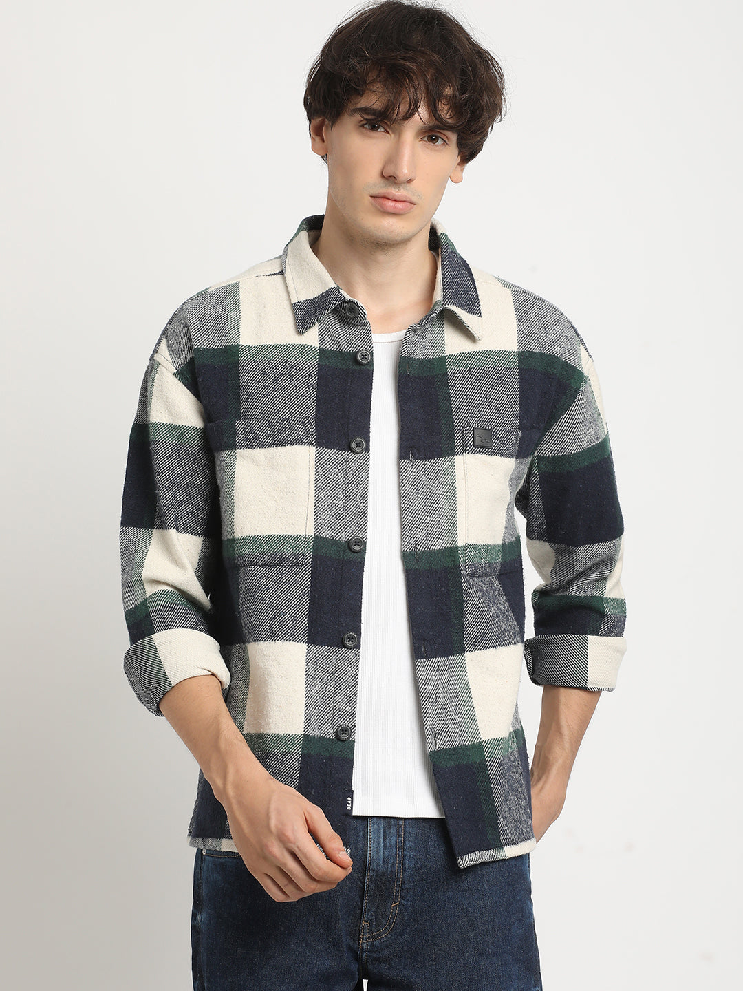 Men Multicolored Checked Regular Fit Overshirt