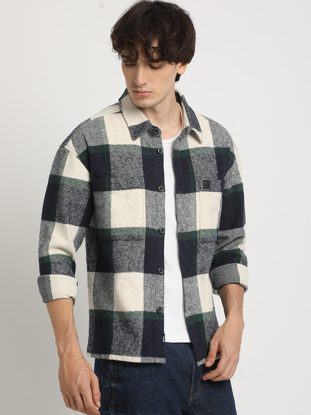 Men Multicolored Checked Regular Fit Overshirt