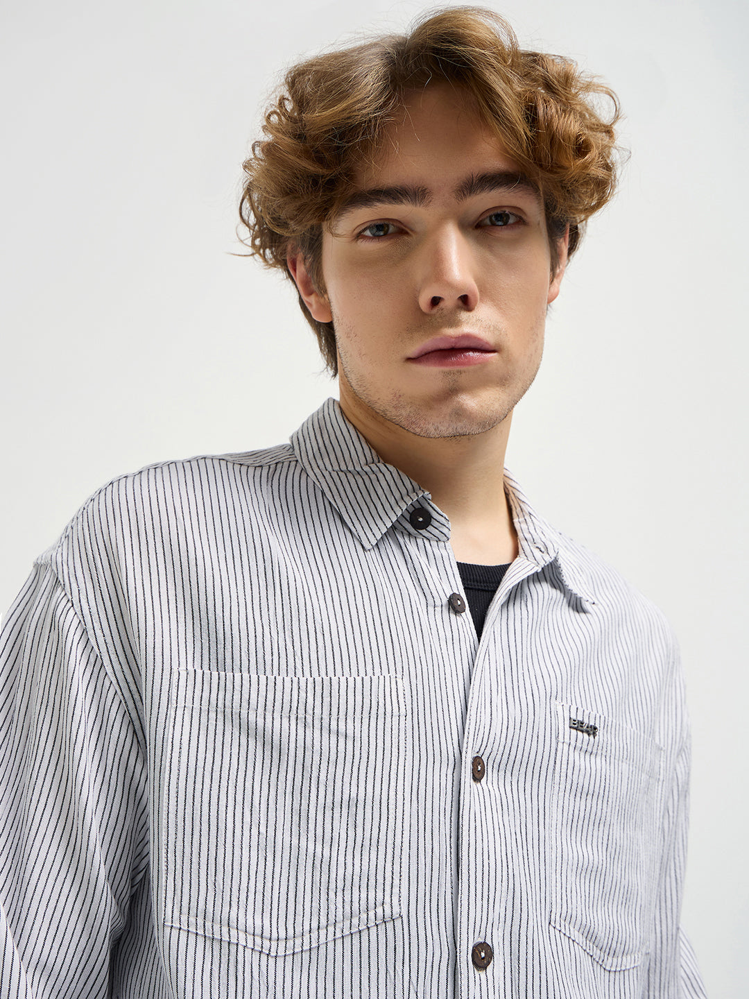 Men White Pinstripes Regular Fit Casual Shirt