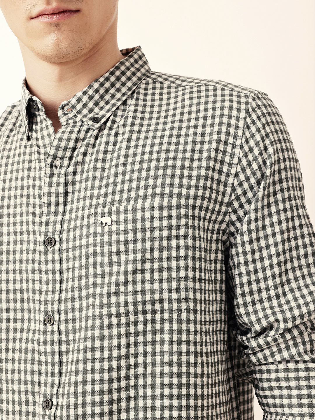 Men Casual Gingham Check Shirt