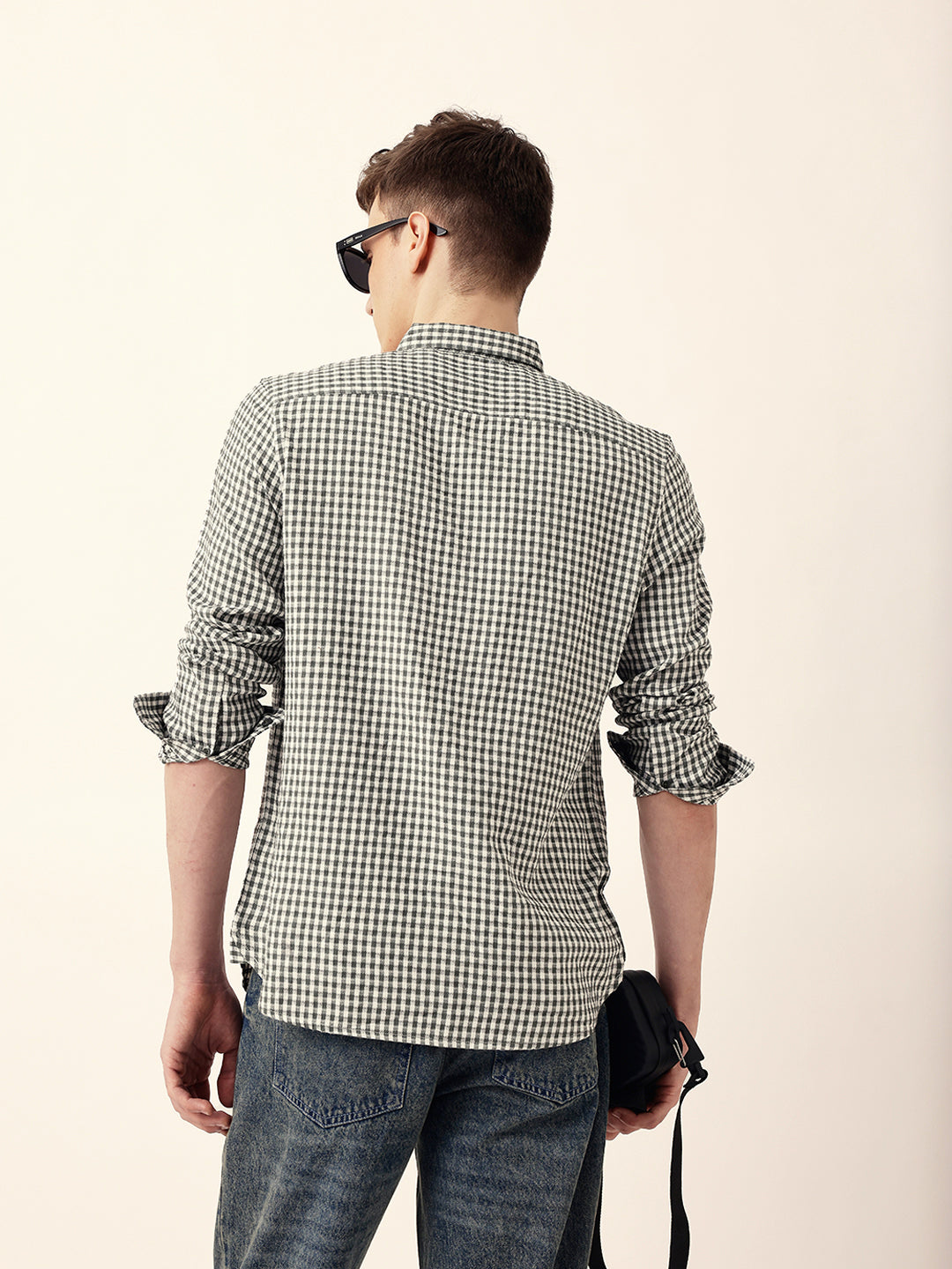 Men Casual Gingham Check Shirt