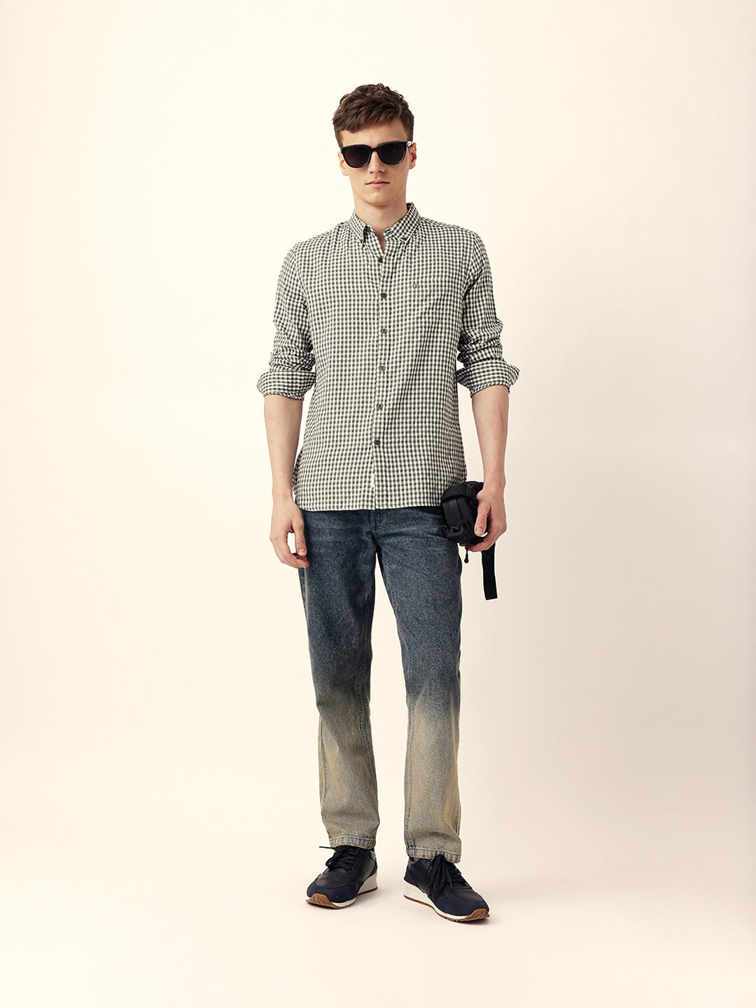 Men Casual Gingham Check Shirt