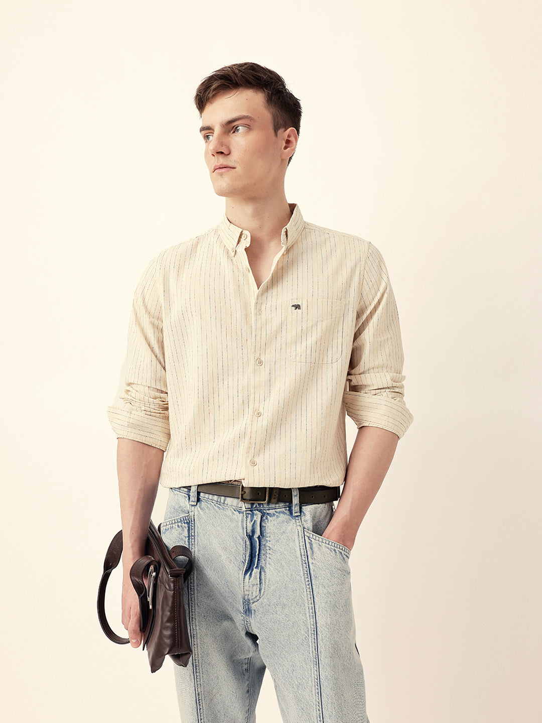 Men Casual Vertical Stripe Shirt