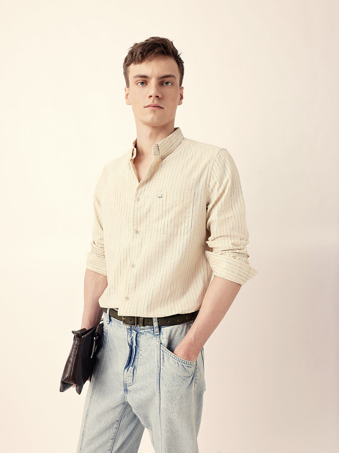 Men Casual Vertical Stripe Shirt