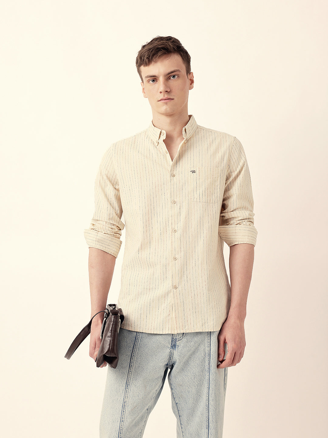 Men Casual Vertical Stripe Shirt