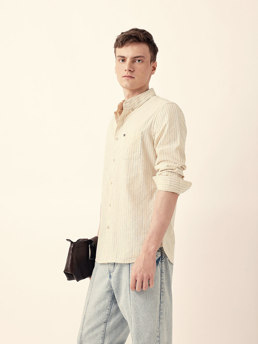Men Casual Vertical Stripe Shirt