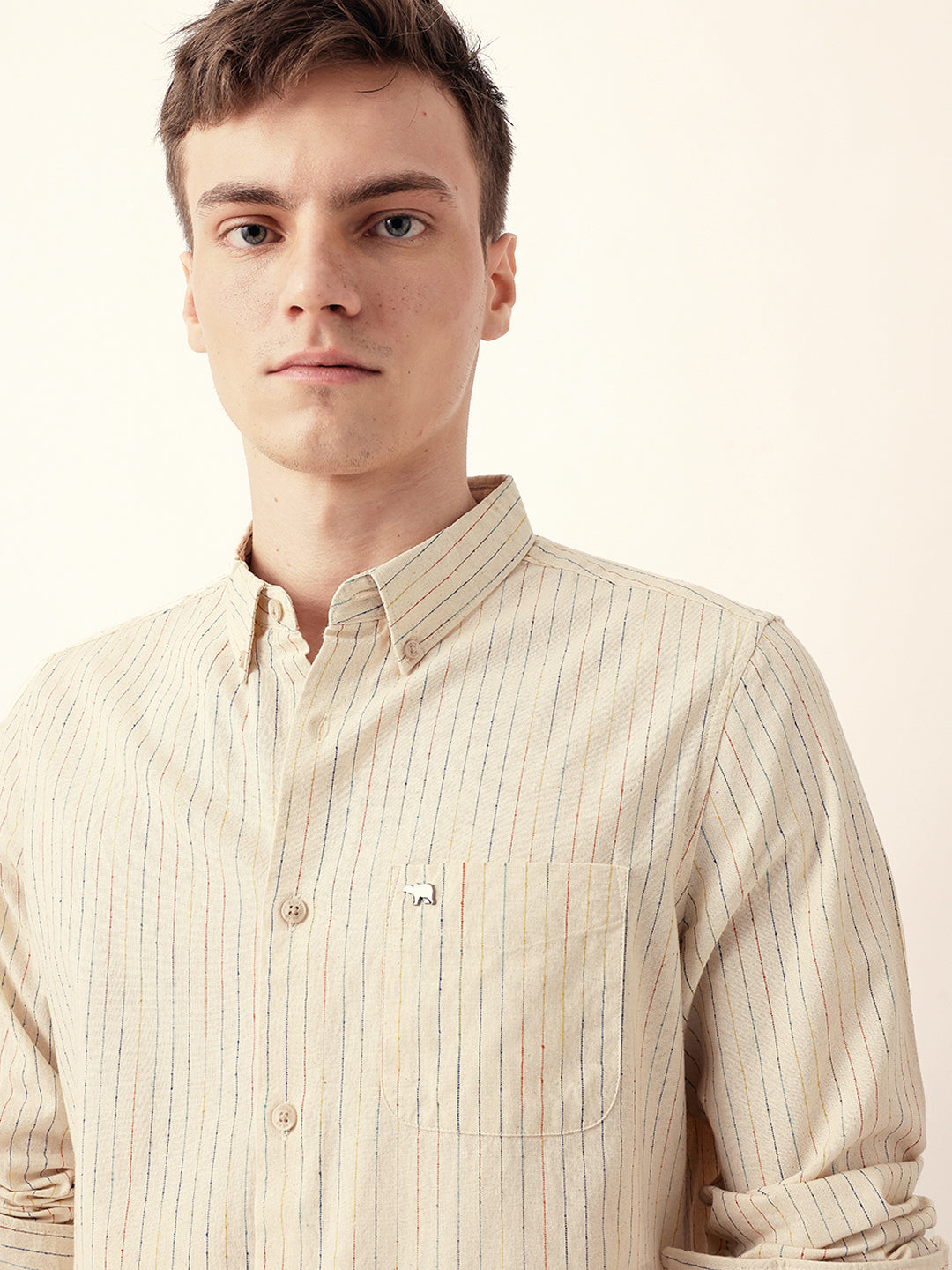 Men Casual Vertical Stripe Shirt
