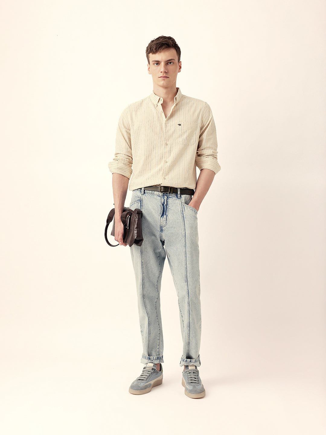 Men Casual Vertical Stripe Shirt