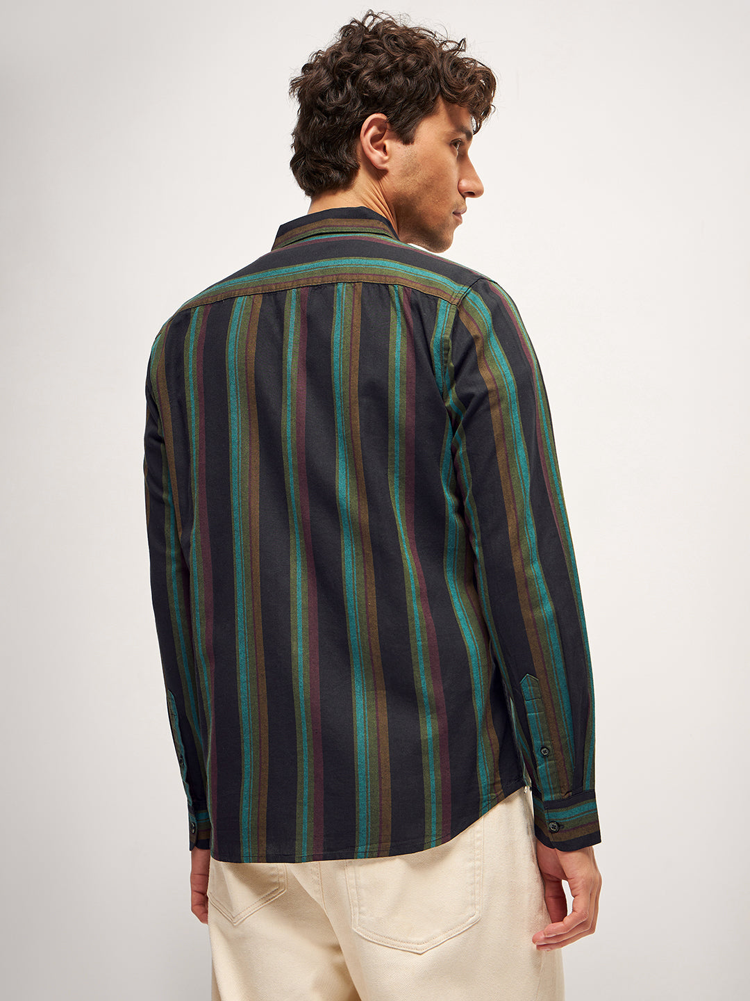 Men Multi-Color Stripe Slim Fit Casual Shirt