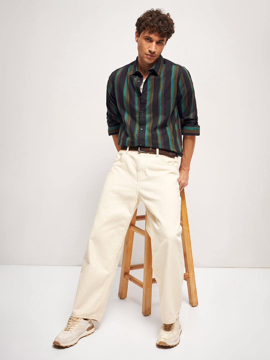 Men Multi-Color Stripe Slim Fit Casual Shirt