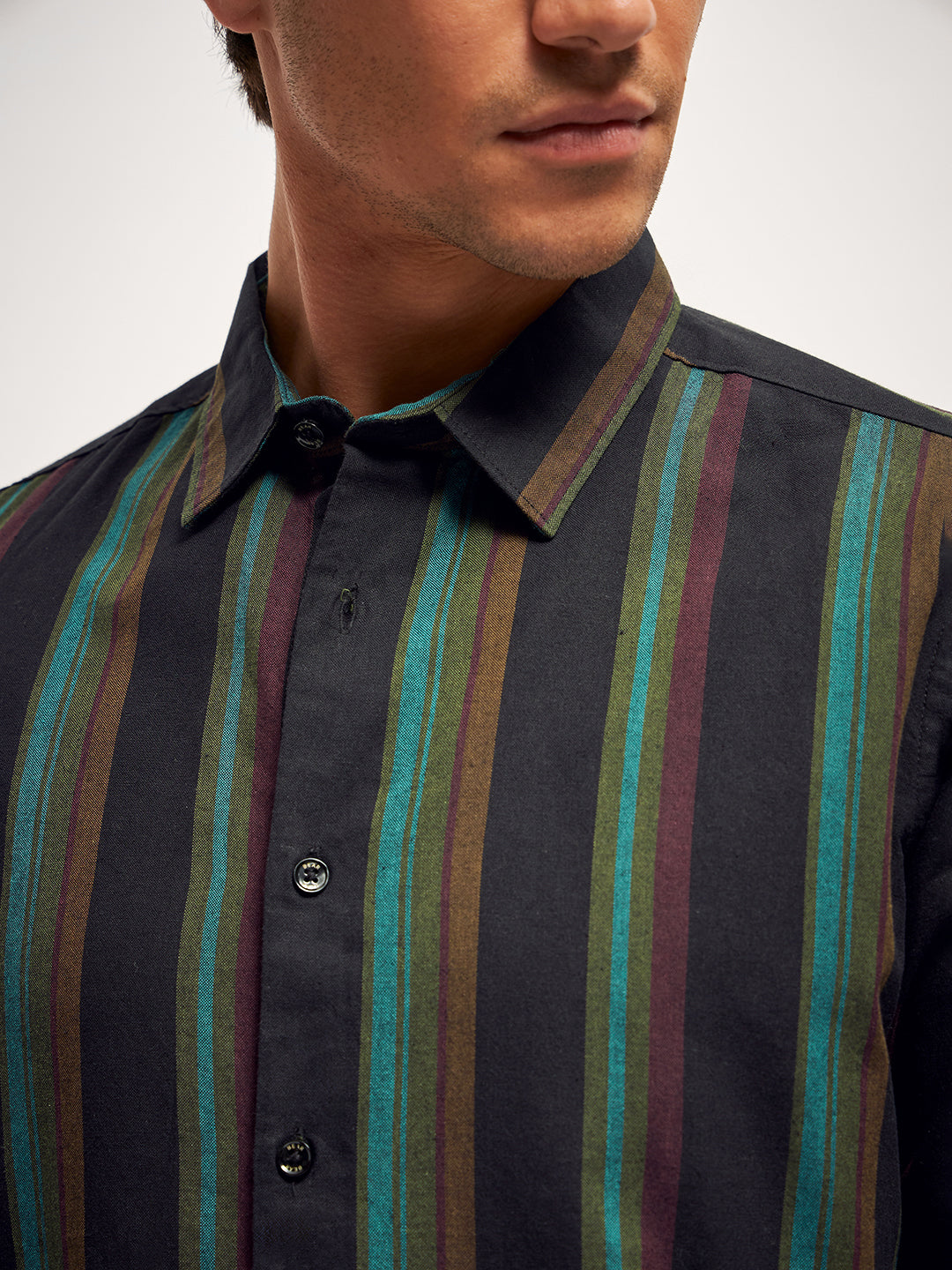 Men Multi-Color Stripe Slim Fit Casual Shirt