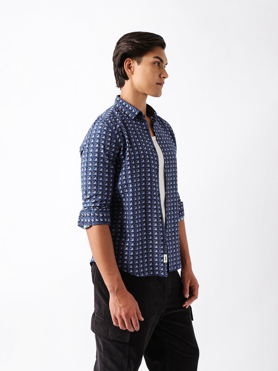 Men Blue Viscose Rayon Printed Shirt