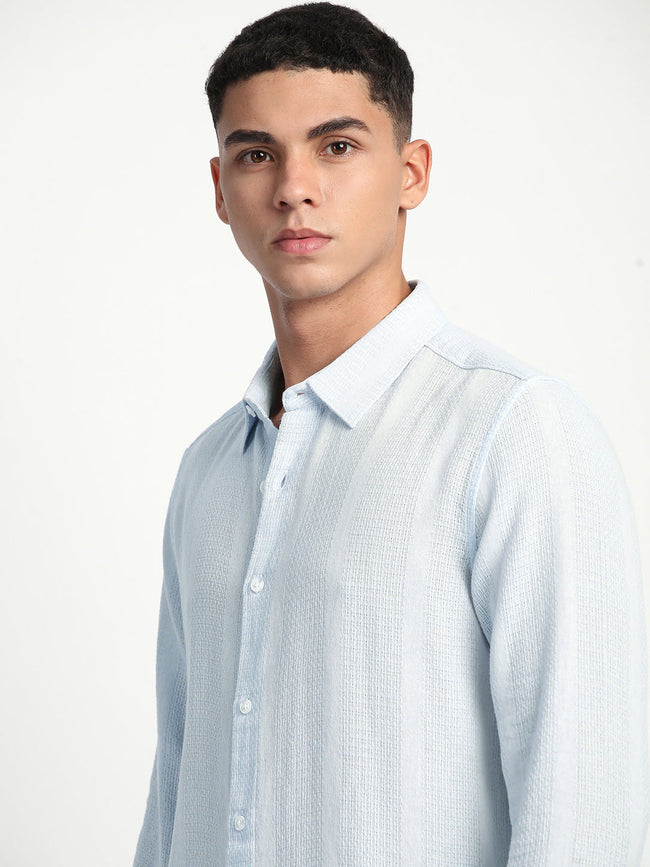 Men Stripe Slim Fit Casual Shirt