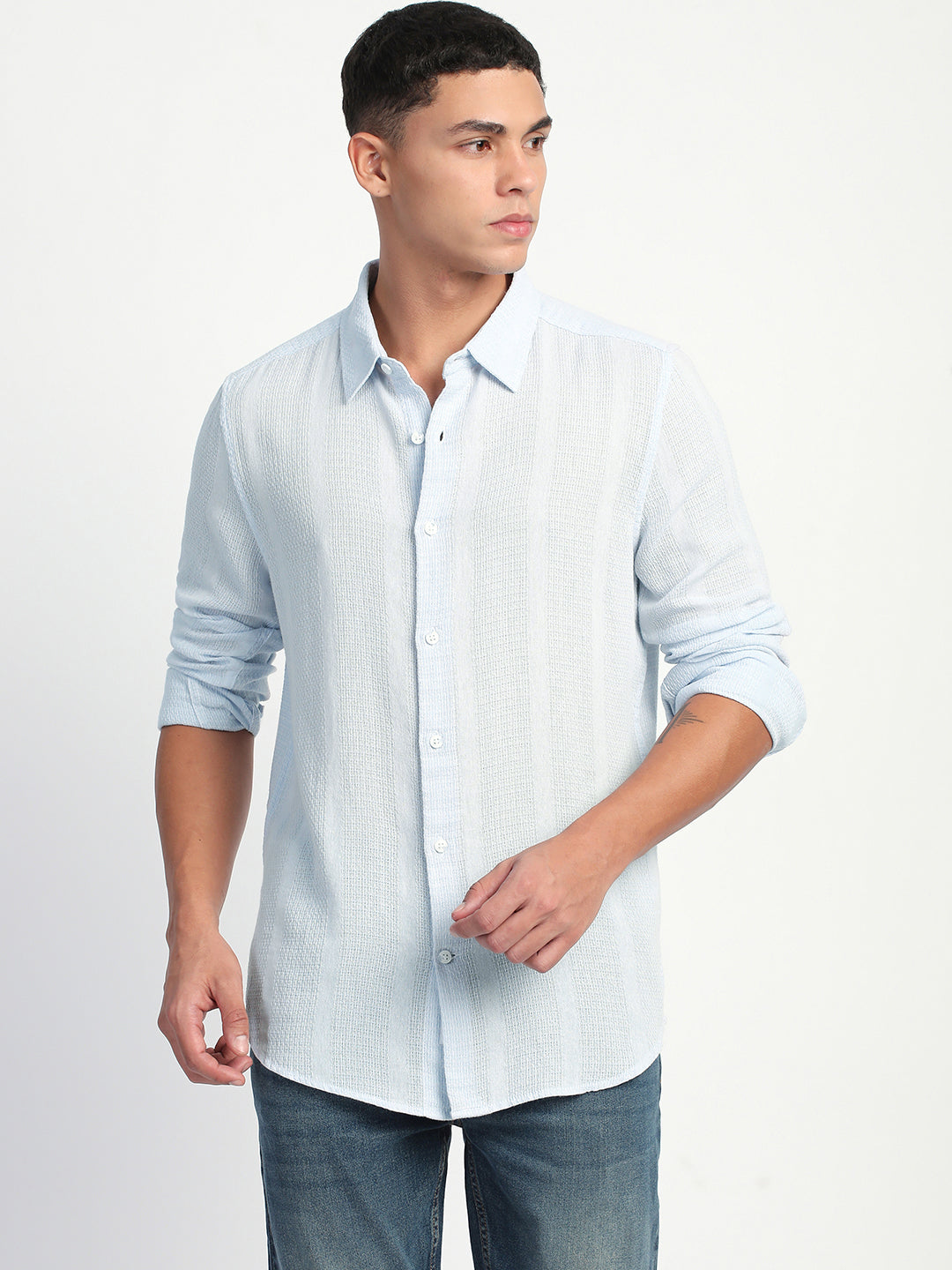 Men Stripe Slim Fit Casual Shirt