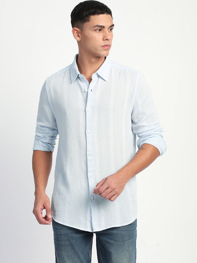 Men Stripe Slim Fit Casual Shirt