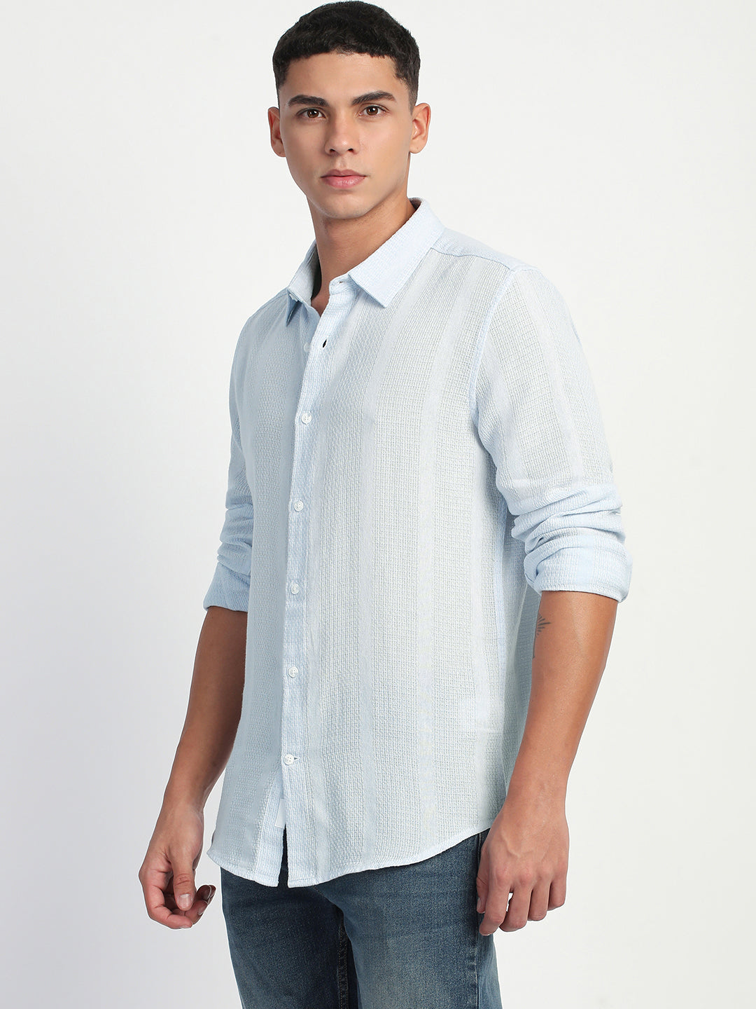 Men Stripe Slim Fit Casual Shirt