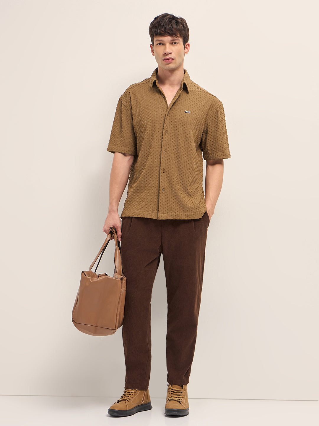 Men Mustard Oversized Shirt