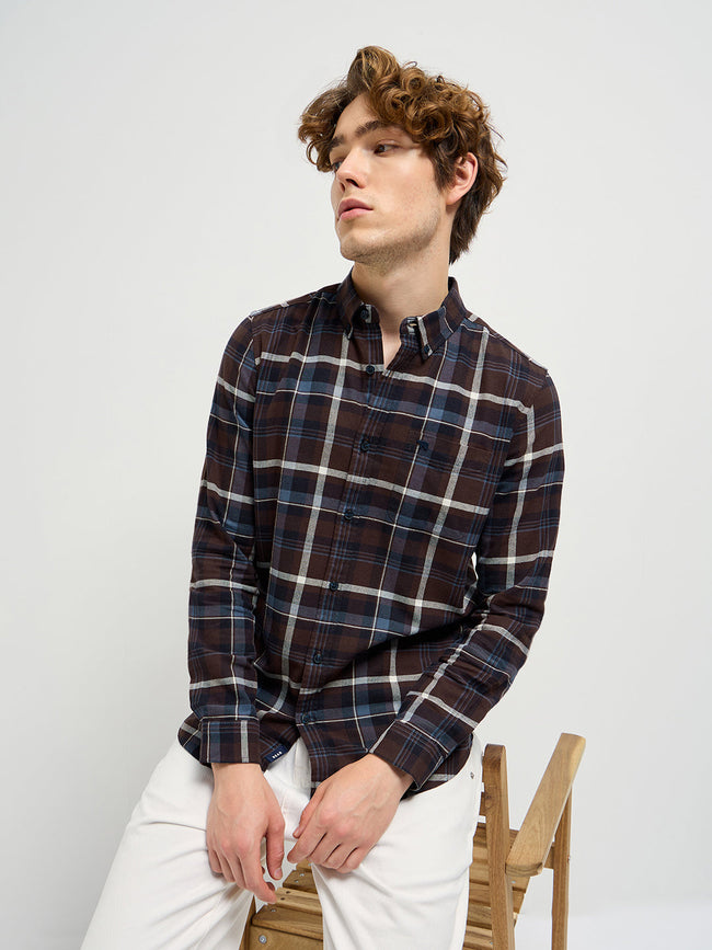 Men Multi-Color Checked Slim Fit Casual Shirt