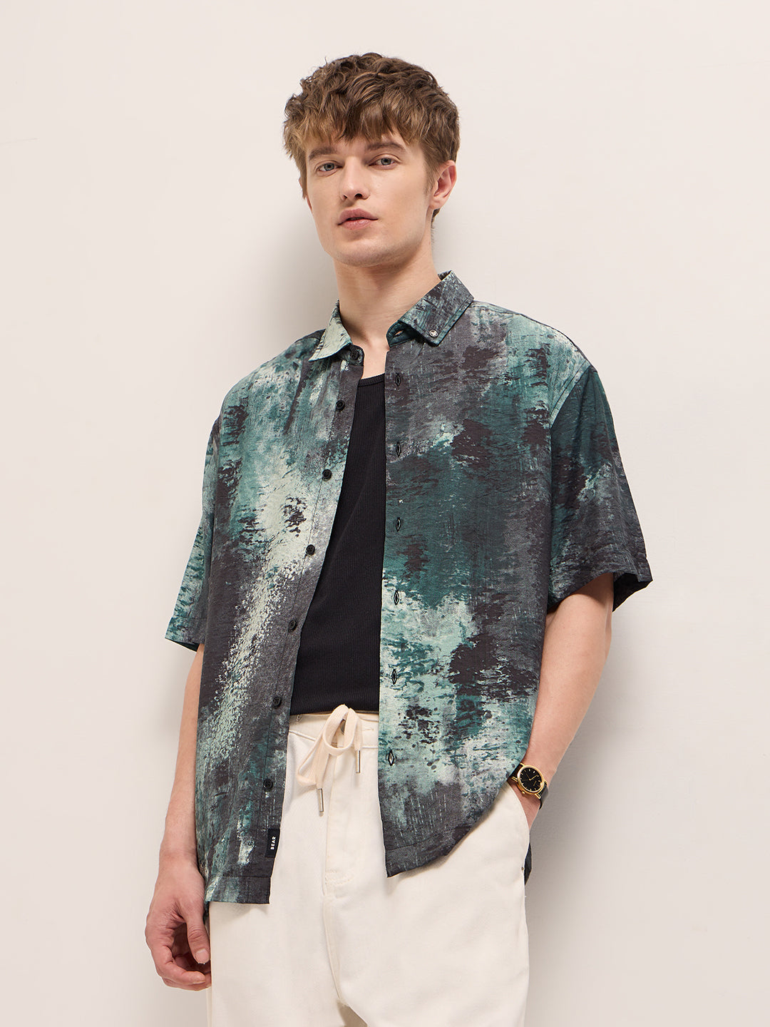 Men Multi-Color Abstract brushstroke Digital Print Relax Fit Casual Shirt