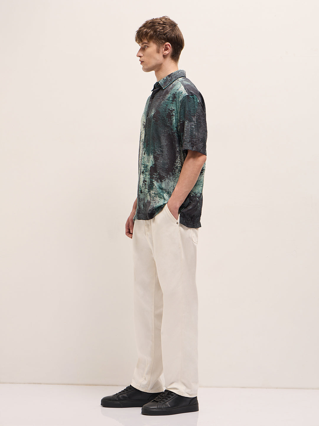 Men Multi-Color Abstract brushstroke Digital Print Relax Fit Casual Shirt