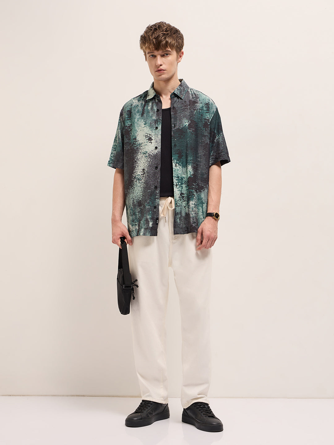 Men Multi-Color Abstract brushstroke Digital Print Relax Fit Casual Shirt