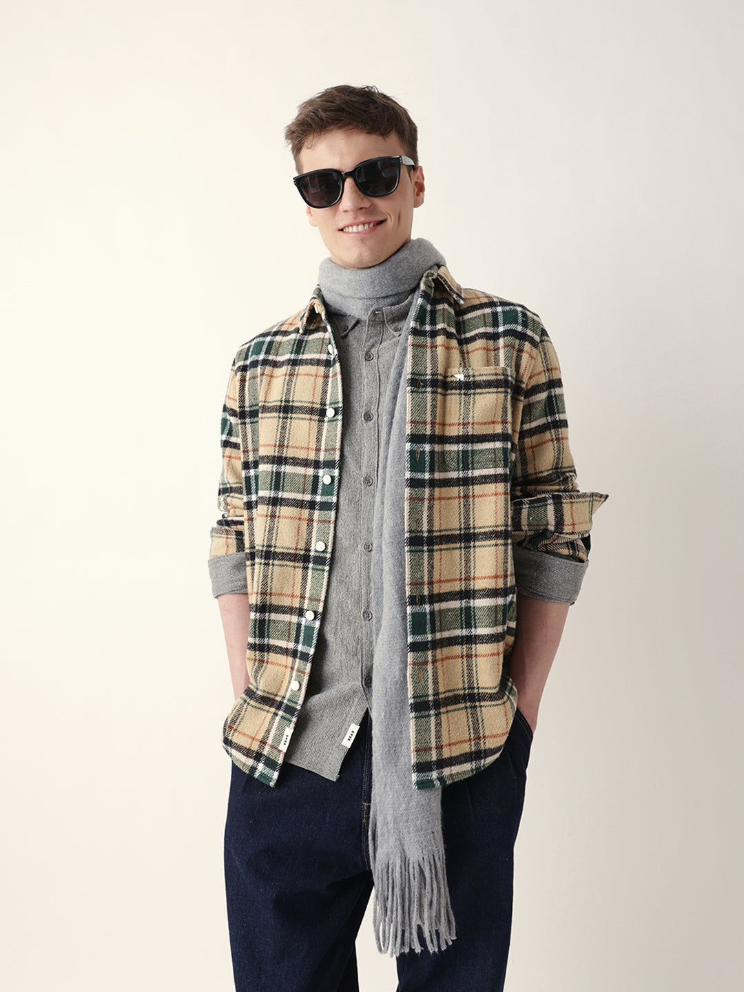 Men Casual Plaid Flannel Shirt