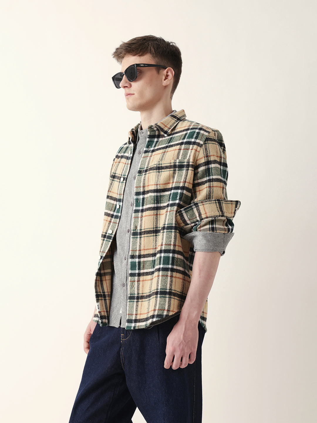 Men Casual Plaid Flannel Shirt