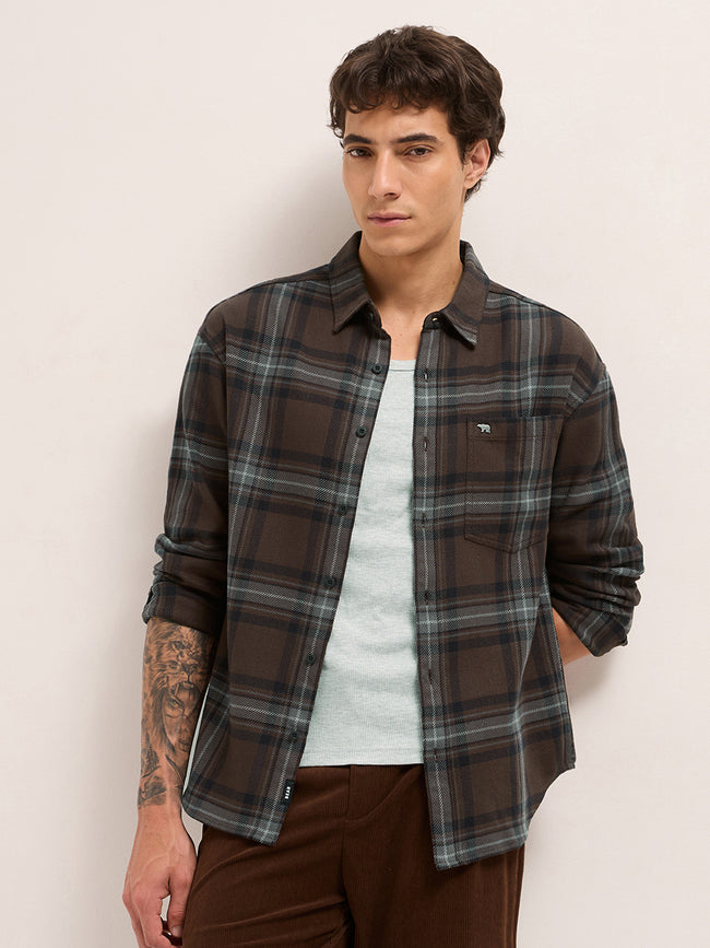 Men Cotton Checked Flannel Casual Shirt