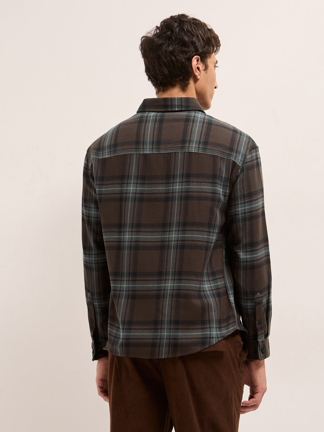 Men Cotton Checked Flannel Casual Shirt