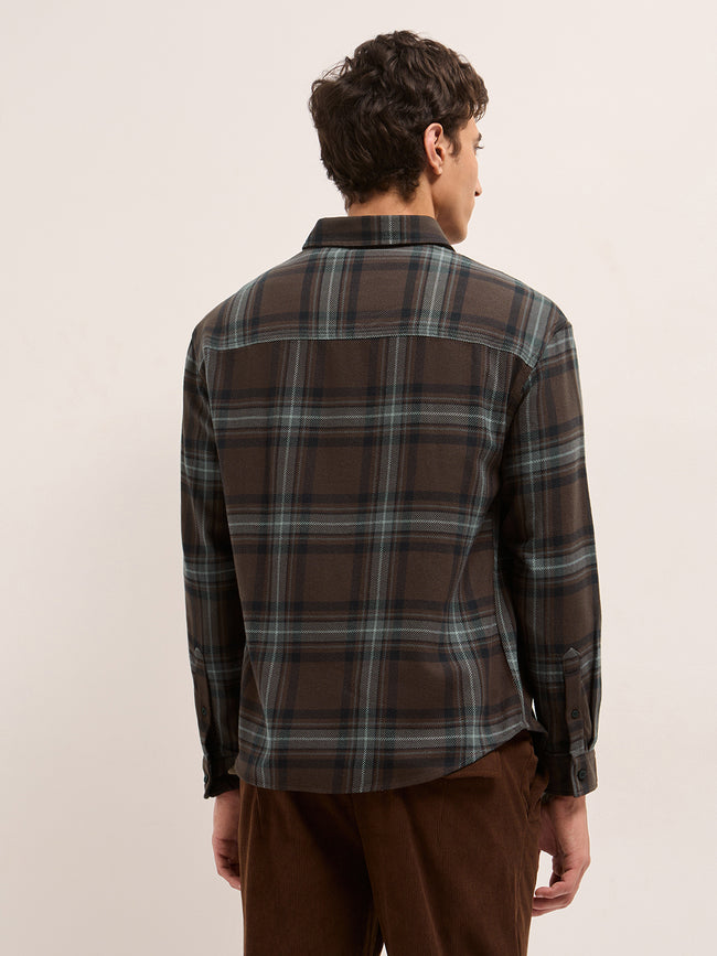 Men Cotton Checked Flannel Casual Shirt