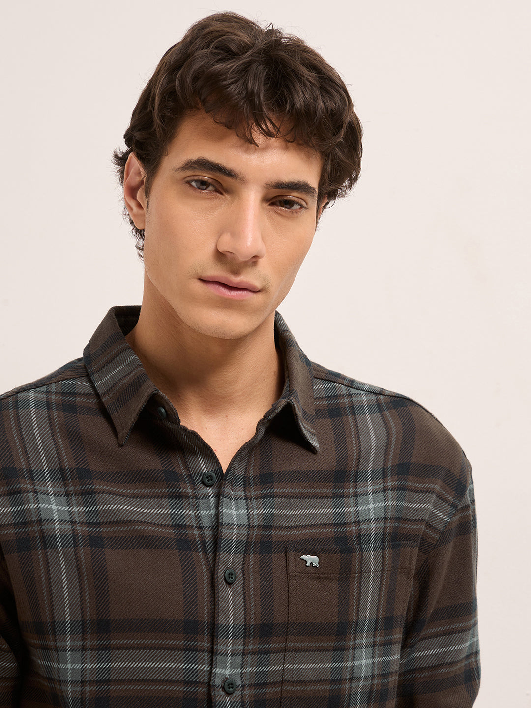 Men Cotton Checked Flannel Casual Shirt