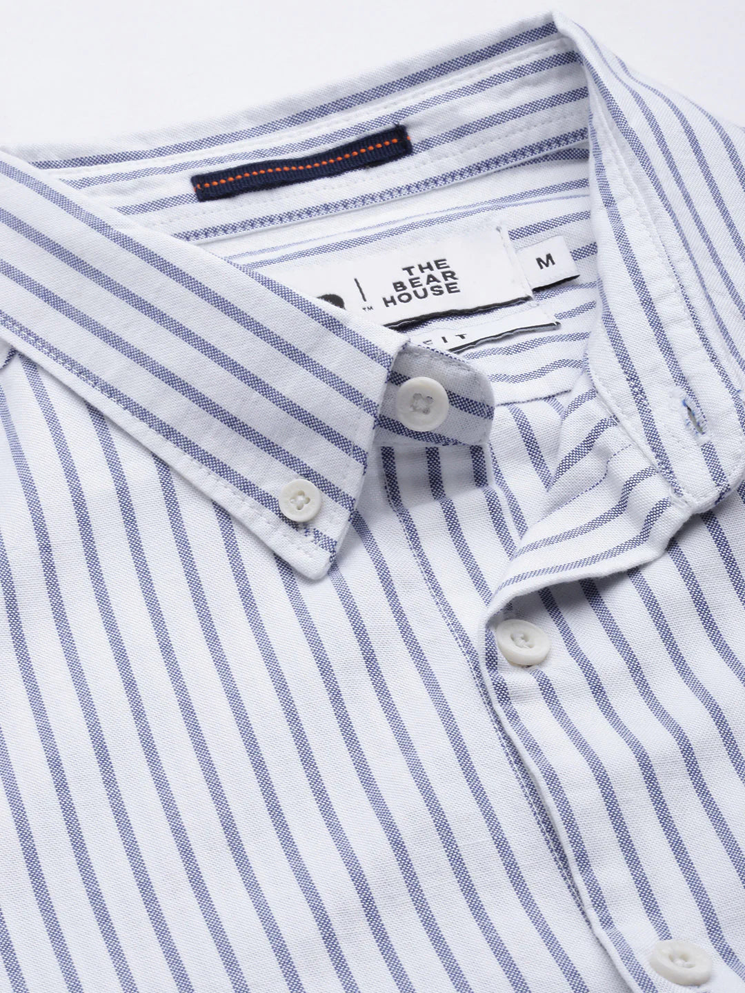 Men White Striped Casual Shirt
