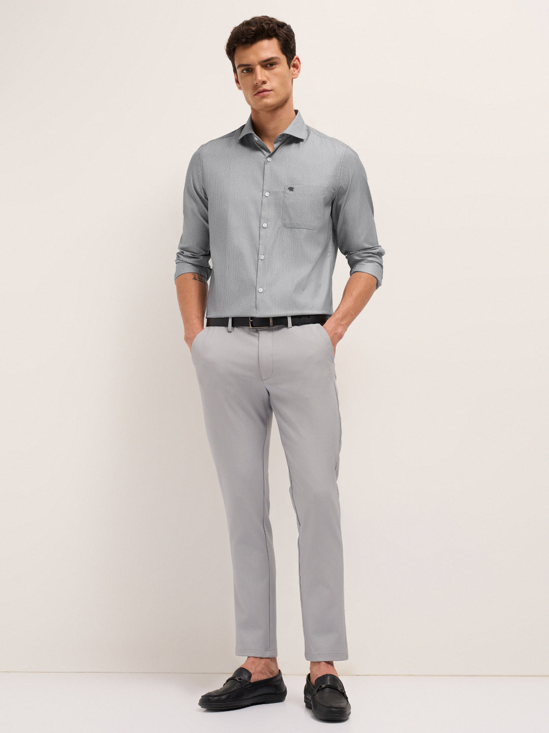 Men Herringbone Tailored Formal Shirt