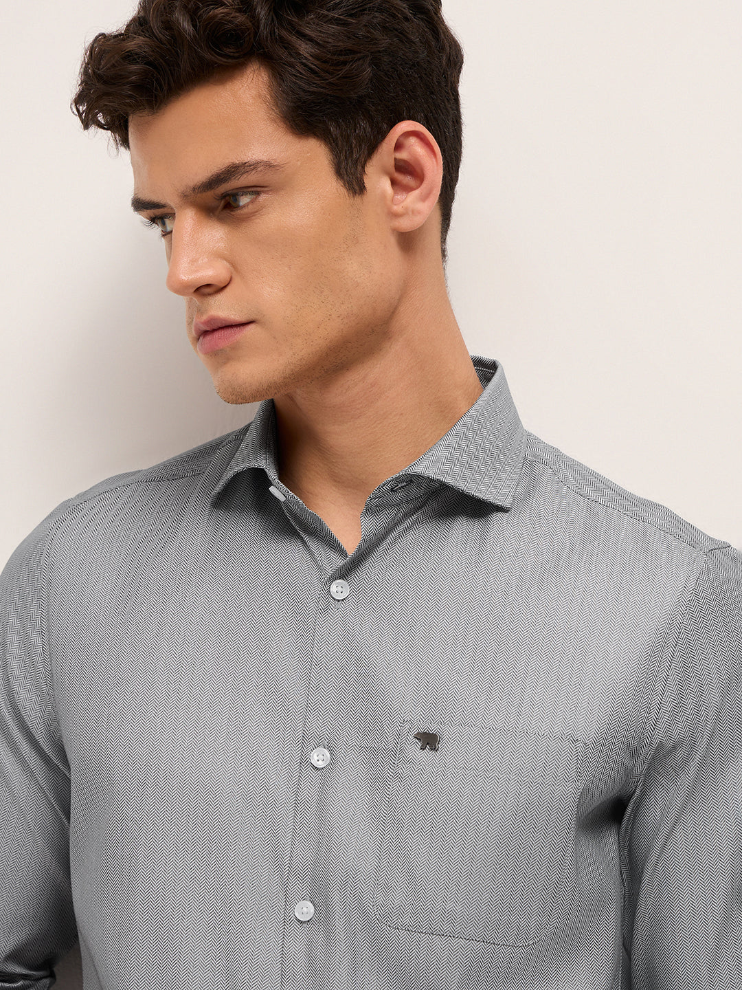 Men Herringbone Tailored Formal Shirt