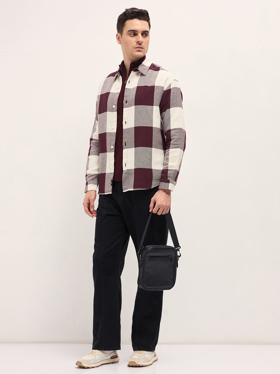 Men Maroon Relax Fit Overshirt