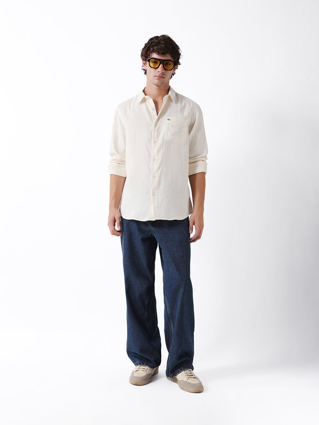 Men Beige Cotton Shirt