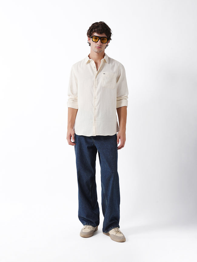 Men Beige Cotton Shirt