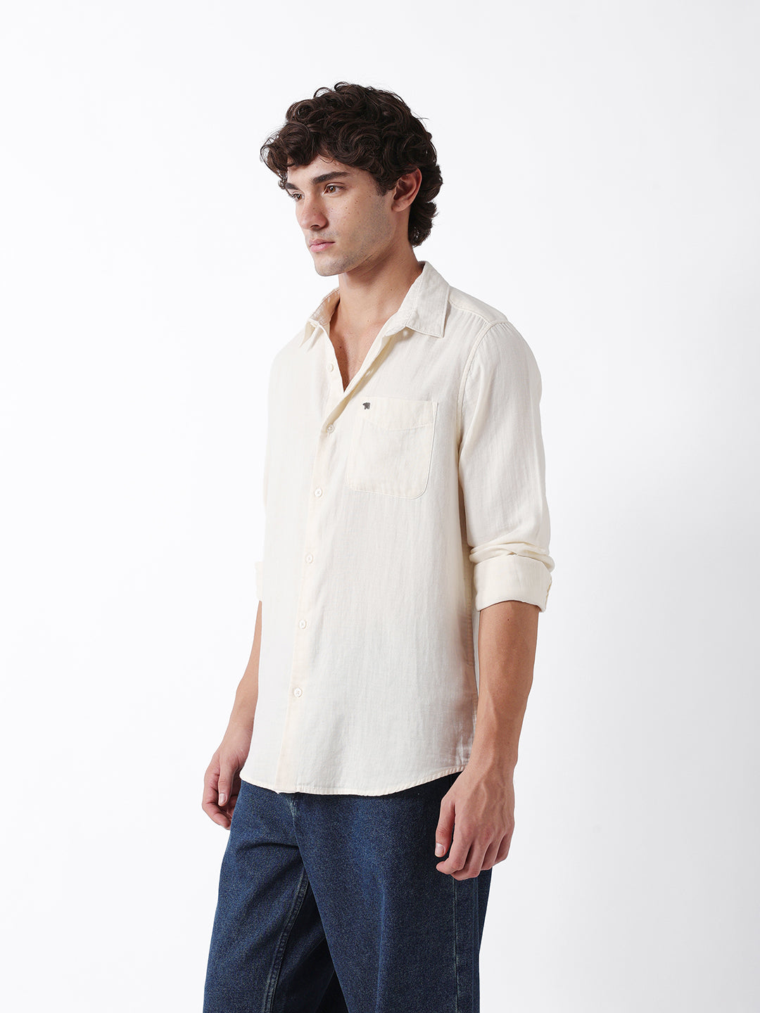 Men Beige Cotton Shirt