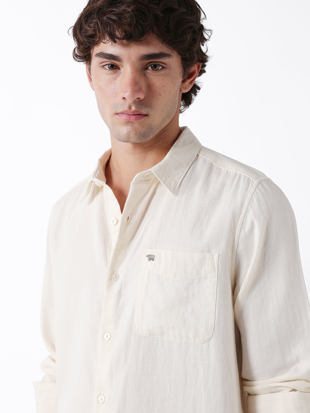Men Beige Cotton Shirt