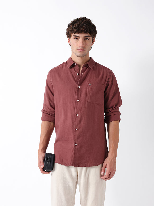 Men Maroon Double-Layered  Shirt