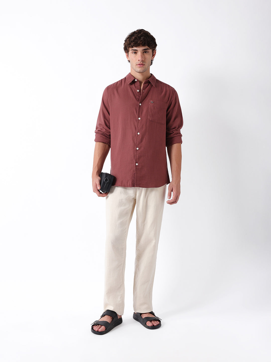 Men Maroon Double-Layered  Shirt