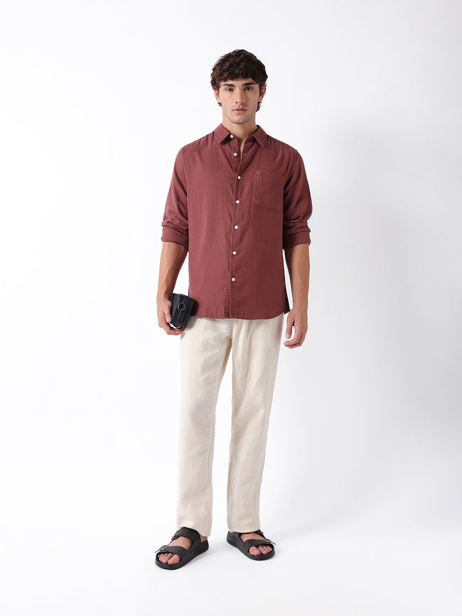 Men Maroon Double-Layered  Shirt