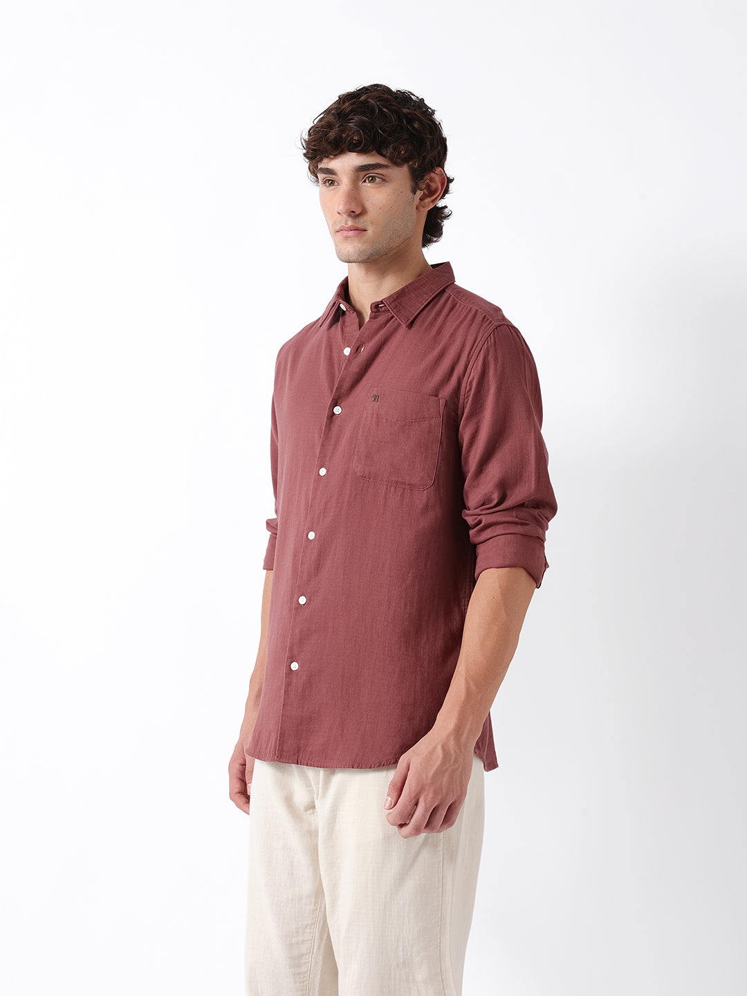 Men Maroon Double-Layered  Shirt
