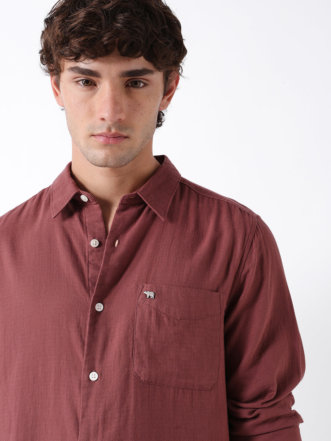 Men Maroon Double-Layered  Shirt