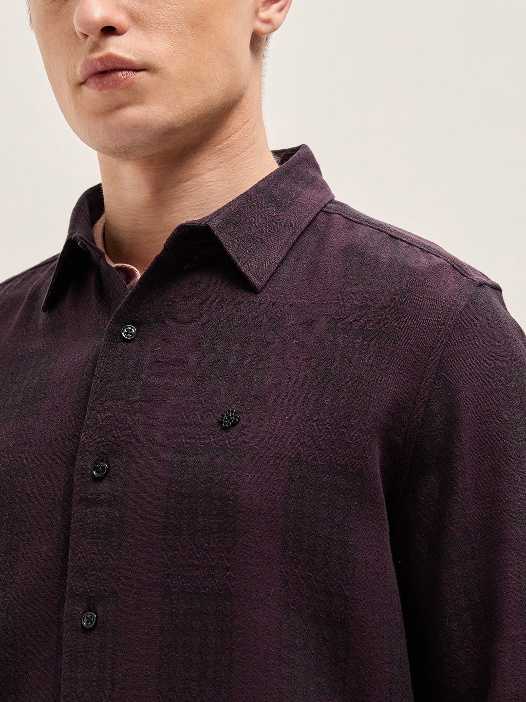 Men Maroon Striped Slim Fit Casual Shirt