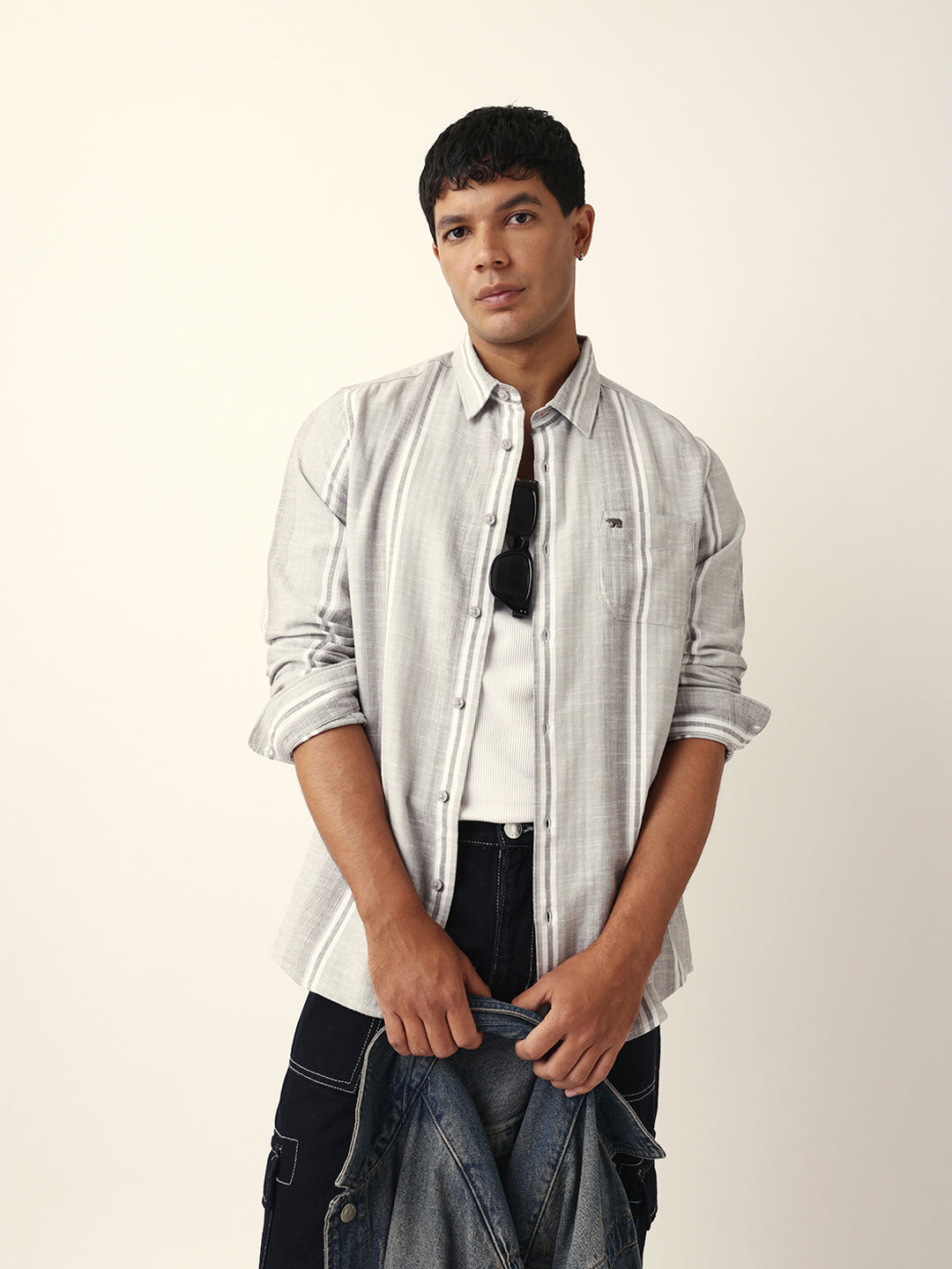 Men Grey Casual Shirt