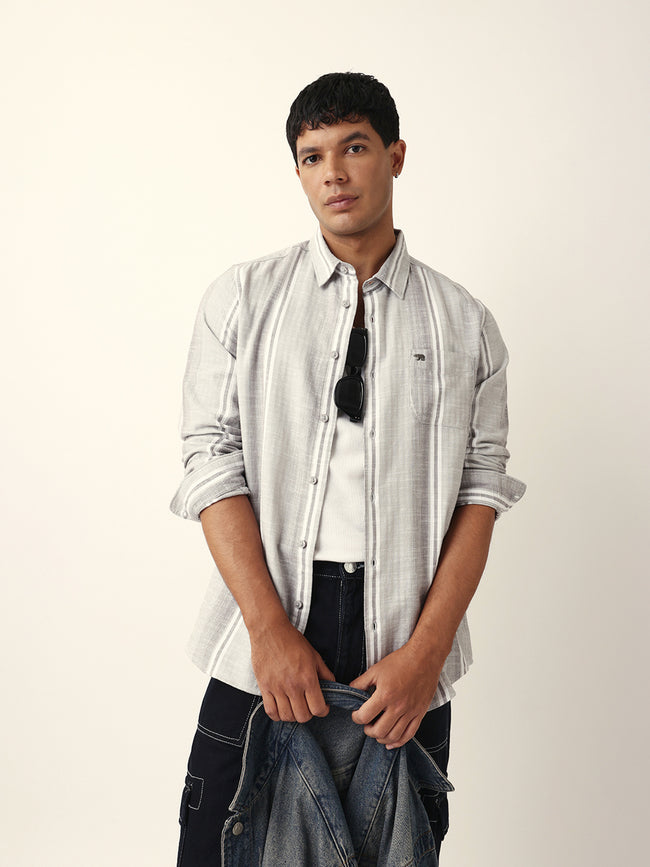 Men Grey Casual Shirt