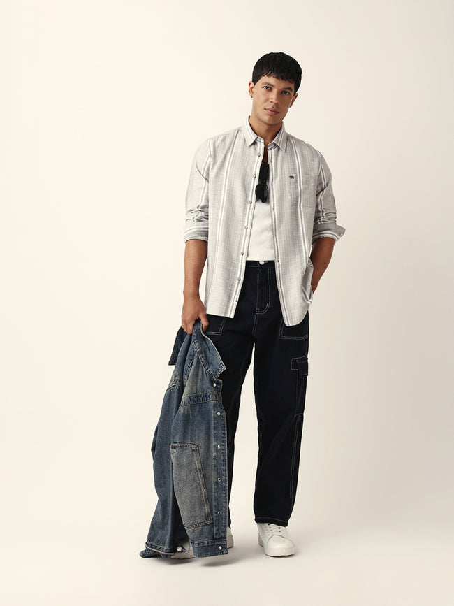 Men Grey Casual Shirt