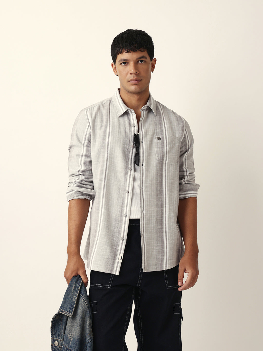 Men Grey Casual Shirt