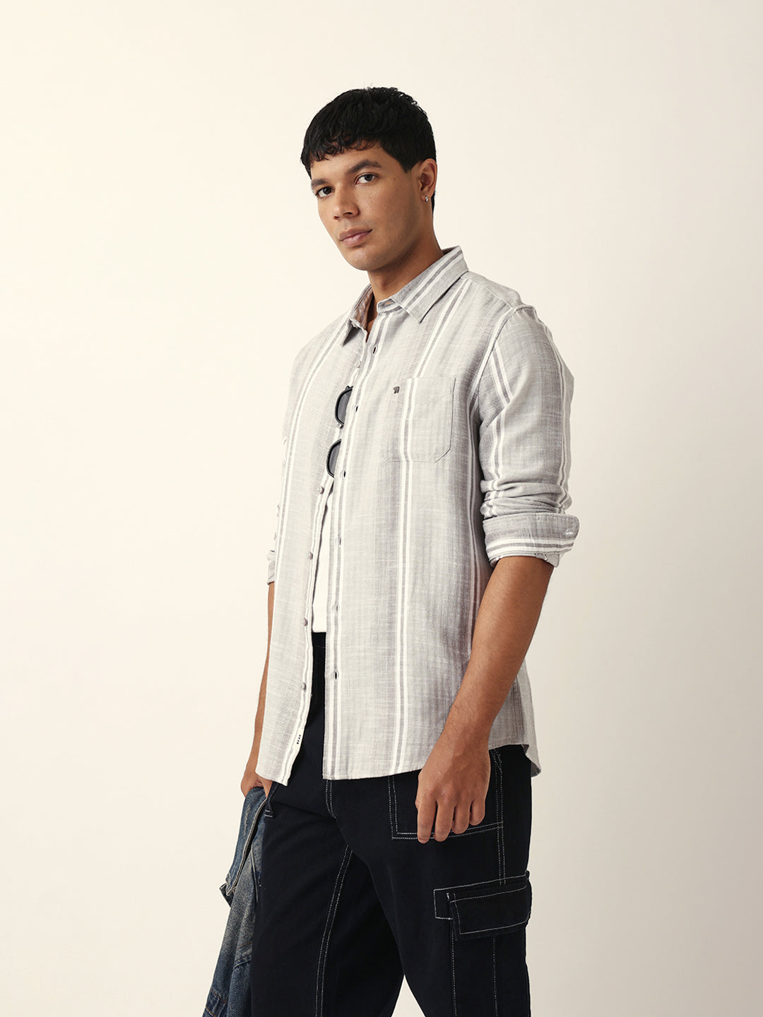 Men Grey Casual Shirt